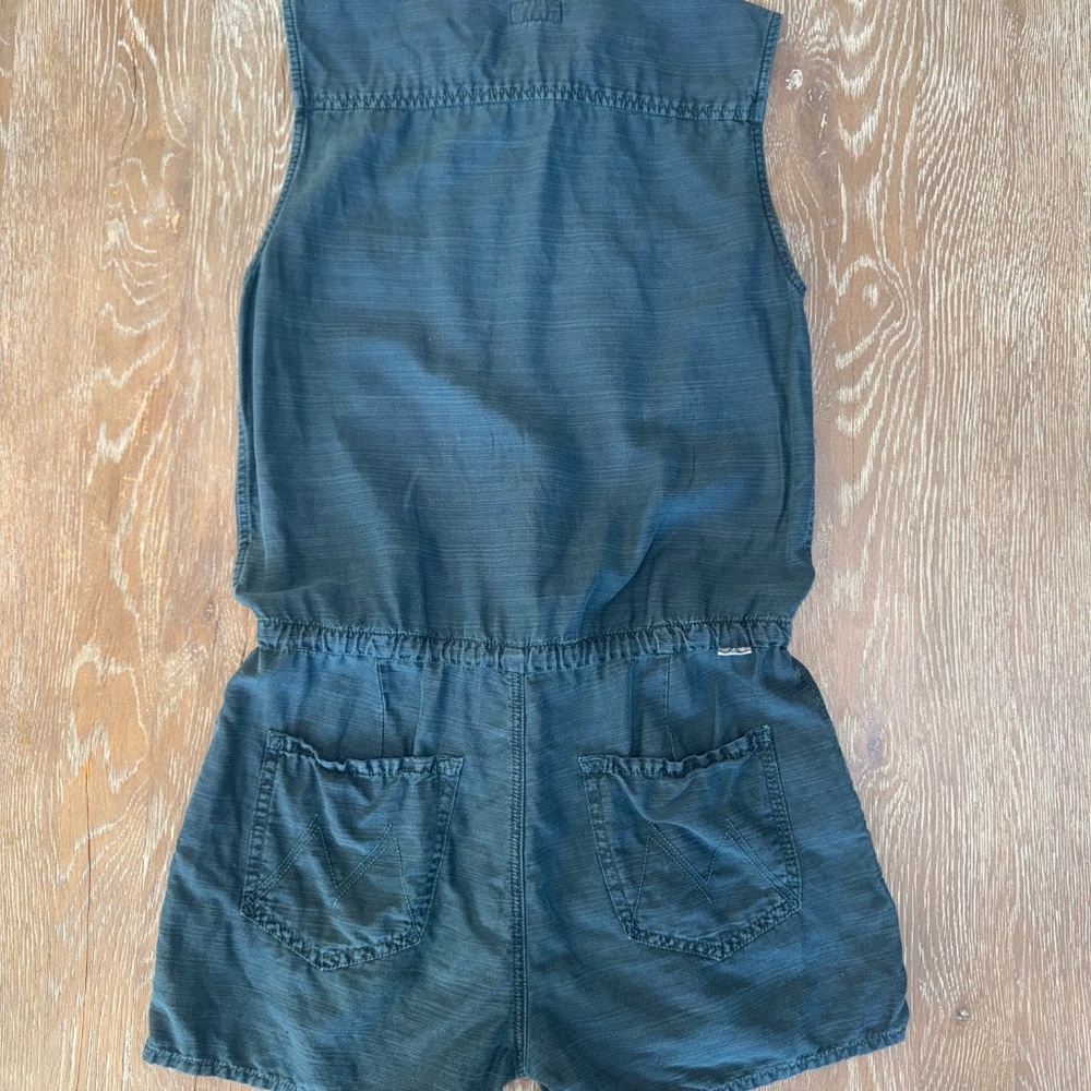 MOTHER denim sleeveless shorts romper w pockets  in Teal Size M - Picture 10 of 15